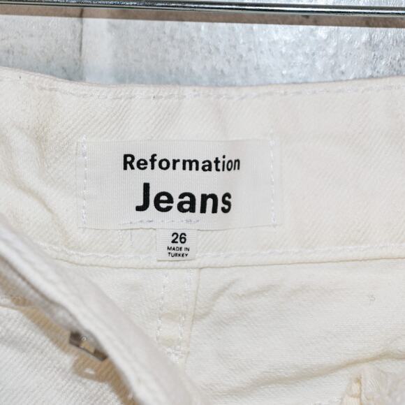 Reformation Women's Wilder Belted High Rise Wide Leg Jeans White size 26 - Picture 7 of 12